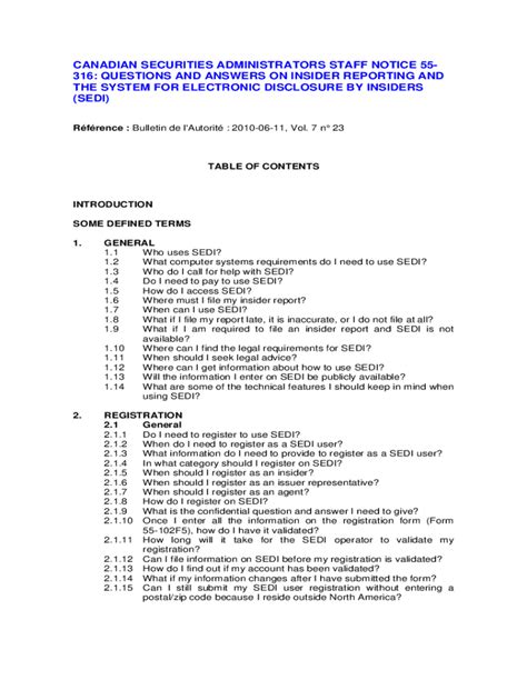 Fillable Online lautorite qc CSA Staff Notice 55-316. Questions and ...