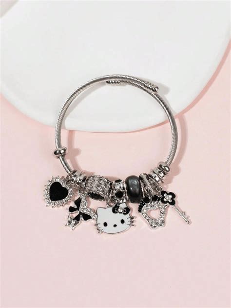 Braccialetto Hello Kitty Kuromi di Sanrio, set di 1 ciondolo nero Hello ...