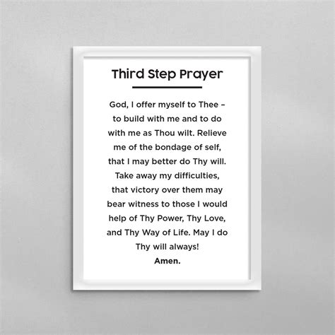 3rd Step Prayer Minimal Poster - Addiction Recovery Wall Art Print ...