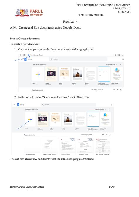Practical 4 - For OSS - SEM-1, YEAR-1ST B. TECH-CSE TEMP ID: T0122ARTI ...