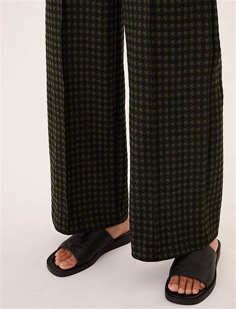 Buy Jersey Dogtooth Wide Leg Trousers at Marks & Spencer