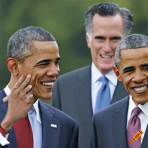 Barack Obama and Mitt Romney holding hands and looking into each other ...