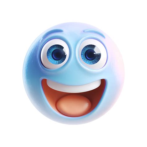Happy Blue Emoji with Big Eyes and Smile on transparent background ...