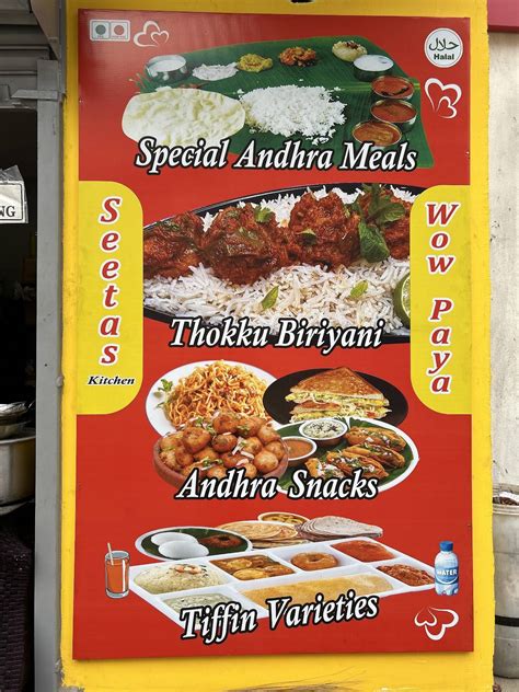 Menu at Seeta’s kitchen Taste of Andhra, Chennai