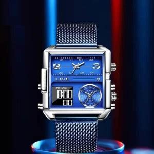 OVERFLY Blue Dual Time Chronograph Luxury Sports LIGE Blue Dual Time ...
