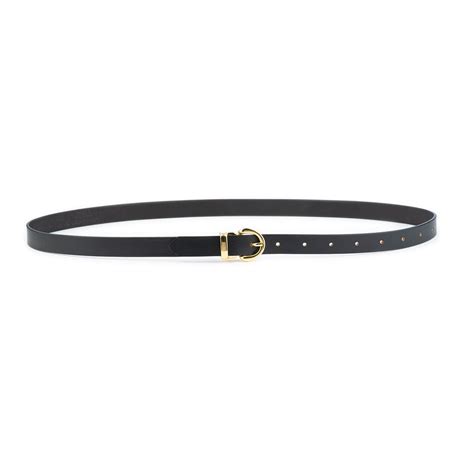 Buy Womens Black Gold Belt Thin Leather 2.0 Cm - LeatherBeltsOnline.com