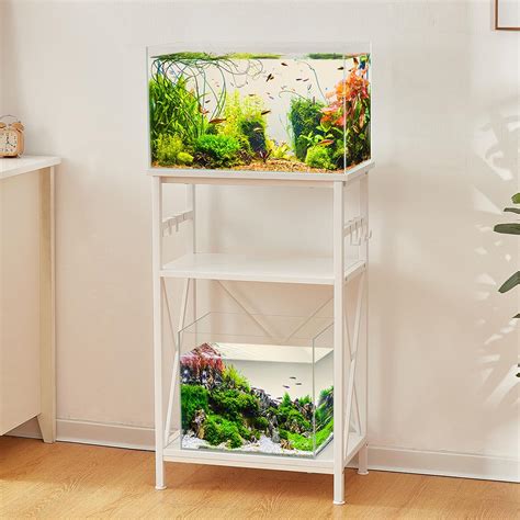 Amazon.com : LAQUAL 10 Gallon Fish Tank Stand with Shelf, Double ...