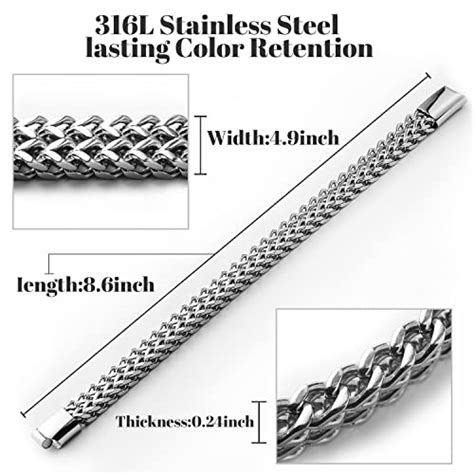 Buy HUETFAT Stainless Steel Bracelet for Men&Boys-12MM Double Strand ...