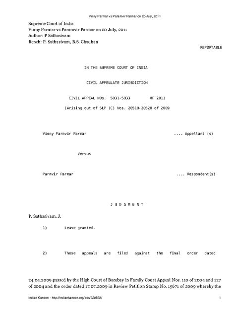Final Judgment: Vinny Parmar vs Paramvir Parmar - Civil Appeal 5831 ...