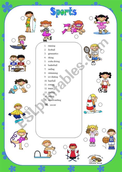 Sports Matching Worksheet 的图像结果