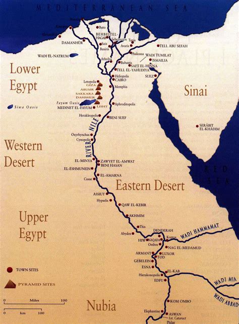 Map of the Nile River in Ancient Egypt