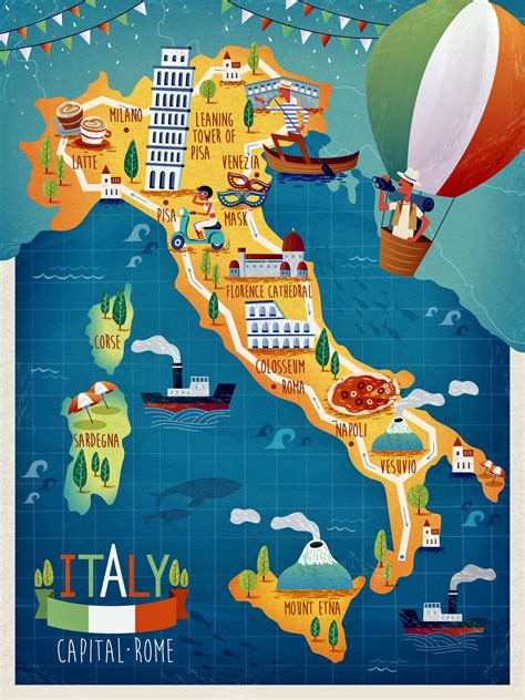 Mapa de atracciones de Italia - OrangeSmile.com