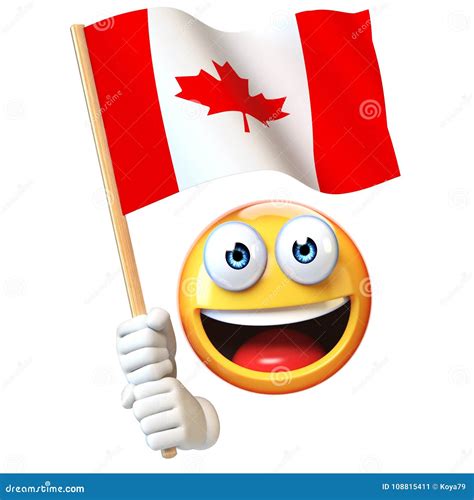 Emoji Holding Canadian Flag, Emoticon Waving National Flag of Canada 3d ...