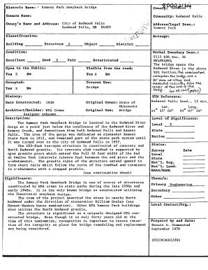 Fillable Online mnhs Historic Name: Ramsey Park Swayback Bridge - mnhs ...