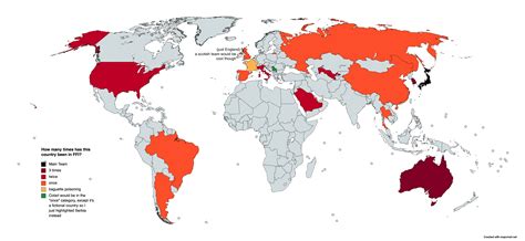 Map of countries based on how many times they've shown up in an FFI (og + go galaxy + orion) : r ...
