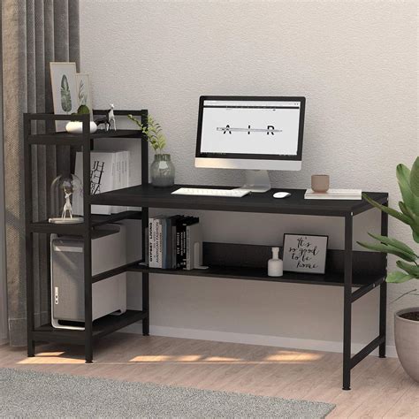 YOLEO Modern Computer Desk with 4-Tier Storage Shelves - India | Ubuy