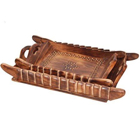 Cruz International Handicrafts Designed Brown Tray Wood Carvings Big ...