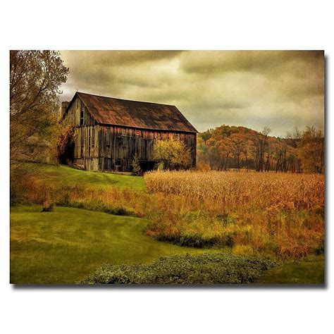 Trademark Fine Art Lois Bryan "Old Barn on Rainy Day" 30x47 Canvas Art ...