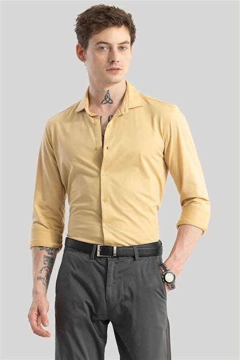 Buy Men's Ulrik Yellow Plain Shirts Online | Snitch – SNITCH
