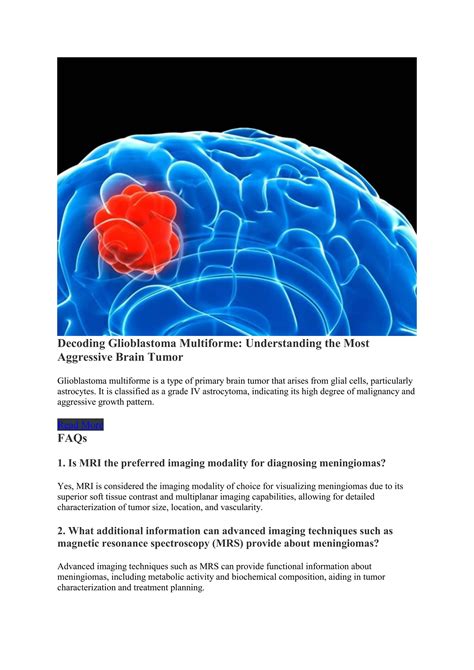 Meningioma: Understanding Symptoms, Diagnosis, and Treatment Options | The Lifesciences Magazine ...