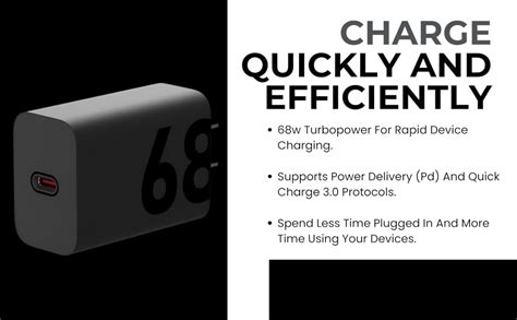 68W TurboPower Moto Phone Fast Charger with 3.3Ft Type-C to C Cable ...