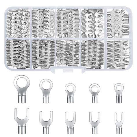QOOSIKICC 320 Pieces Non-Insulated Ring Terminals & Fork Connector Kit ...