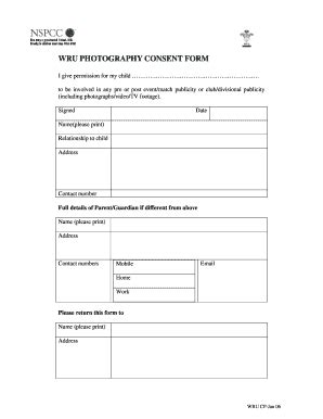 Fillable Online WRU PHOTOGRAPHY CONSENT FORM - Pitchero Fax Email Print ...