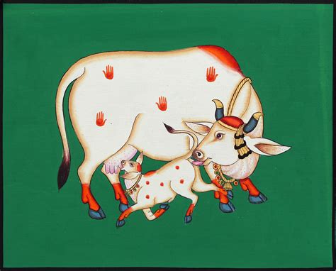 Buy Traditional Wall Painting of Cow and Her Calf for Home Decor ...