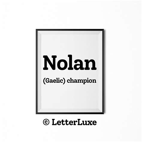 Nolan Name Meaning Sign, Printable Baby Shower Gift, Birthday ...