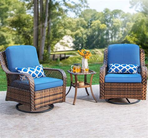 Amazon.com: HILLGA Luxury Swivel Rocker High Back Chairs Outdoor, 3 ...