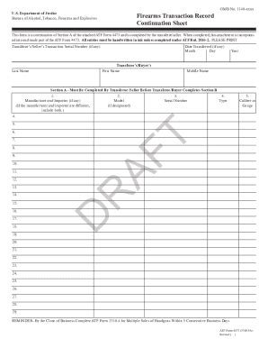 ATF Form 4473 Continuation Sheet - Blank Fillable Template | Fill Out ...