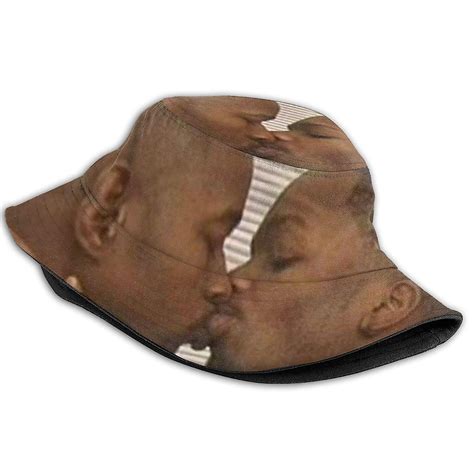 Two Black Men Kissing Meme Bucket Hat for Summer Travel