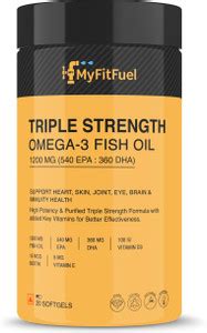 MyFitFuel Omega 3 6 9 (Flax Seed Oil), Cold Pressed, 1000mg, 20 Softgel ...