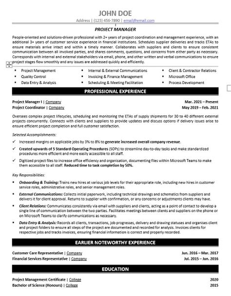 Project Management Resume Sample & Template