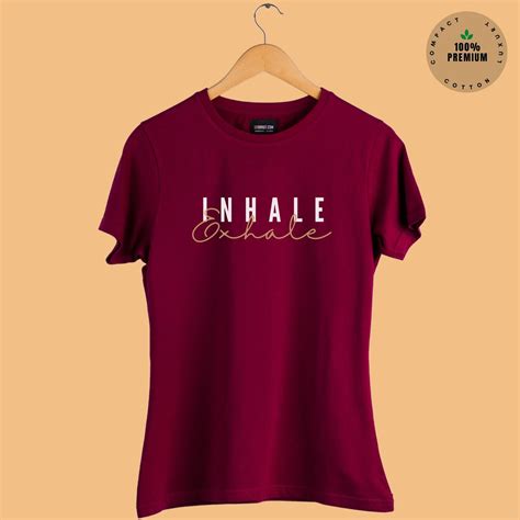 Inhale Exhale Yoga T-shirt Premium Cotton Maroon Women Yoga T-shirt
