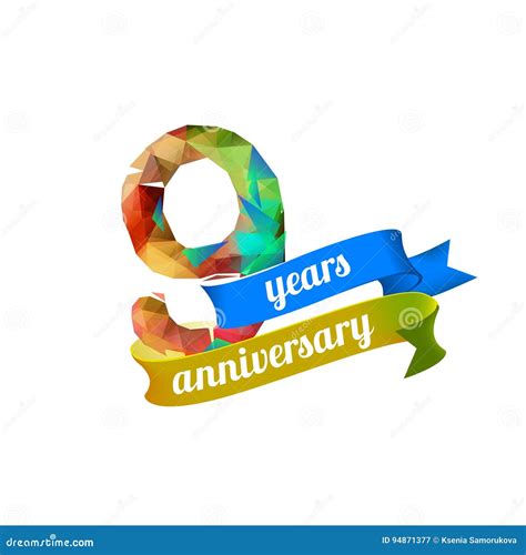 9 nine years anniversary. stock vector. Illustration of sticker - 94871377