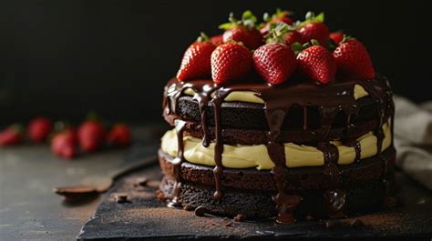 AI generated Indulge in a Three-Layered Chocolate Cake with Chocolate Dripping 35843852 Stock ...