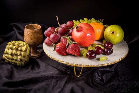 NikkisPride Cake Stand Beige Marble Plate Brass Stand Cake Server Size ...