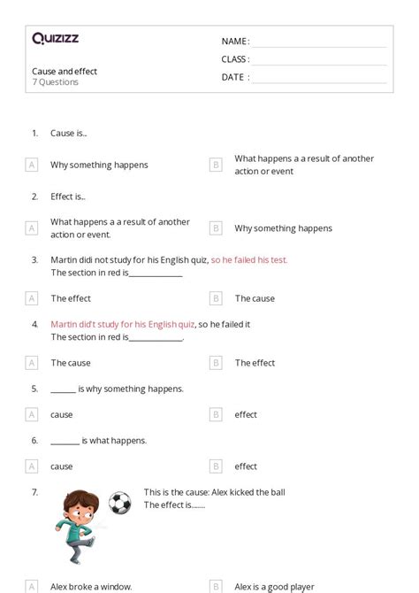 50+ Cause and Effect worksheets for 5th Class on Quizizz | Free & Printable