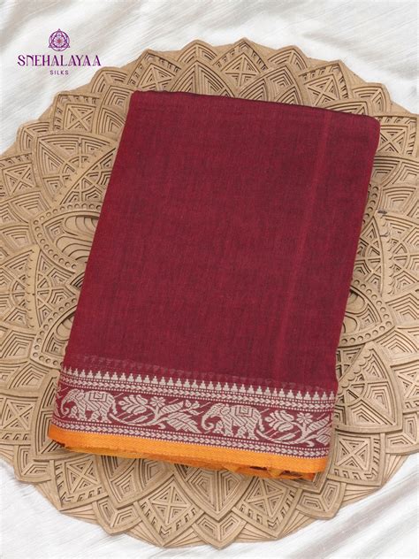Maroon Sambalpuri Cotton Saree – Snehalayaa Silks