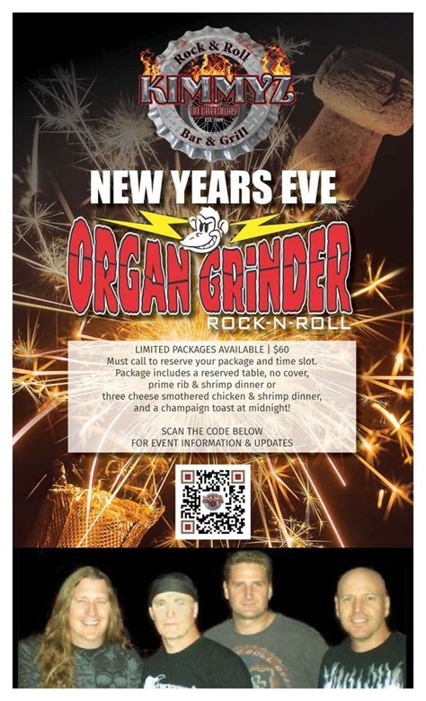 Organ Grinder NYE Bash, Kimmyz On Greenway Rock & Roll Bar & Grill ...