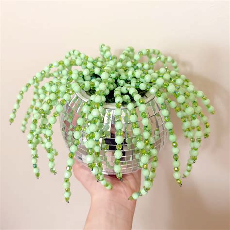 DIY String of Pearls Beaded Succulent Plant in 2025 | Glass bead crafts ...