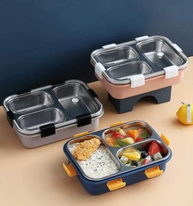 Flipkart.com | busaji enterprise 3 Compartment Stainless Steel Bento ...