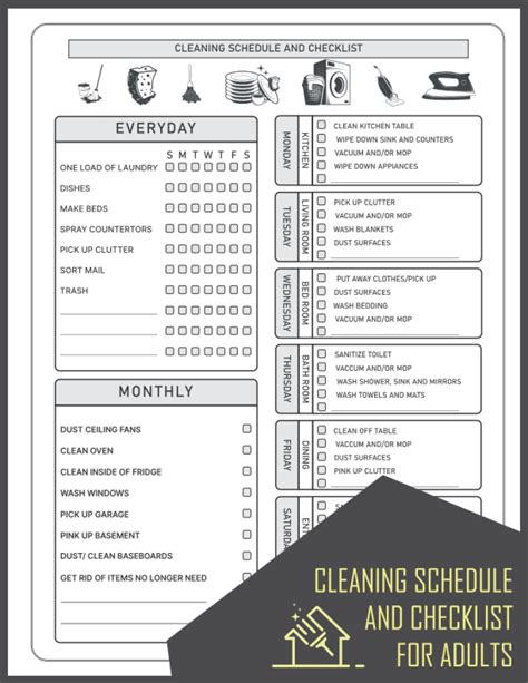 Cleaning Schedule And Checklist For Adults Cleaning Sheets Household ...