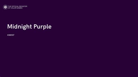 Midnight Purple color - #280137 - The Official Register of Color Names