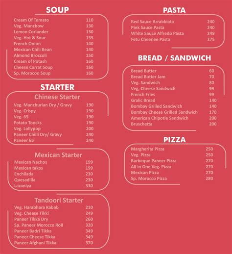 Menu at Morocco The Garden Restaurant, Surat