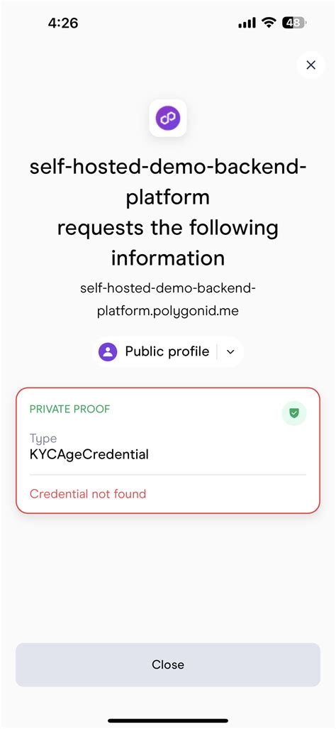 Polygon app gives a `credential not found` message for KYCAgeCredential ...