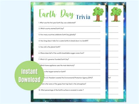 Earth Day Trivia Game, Printable Earth Day Trivia Game for Kids ...