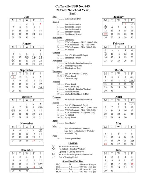 Coffeyville Unified School District 445 Calendar 25-26 Revised [pdf ...