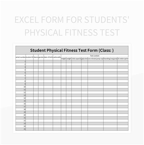 Excel Form For Students' Physical Fitness Test Excel Template And ...
